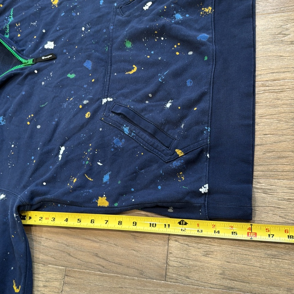 EUC CHAMPION Men's Slim-Fit Global Explorer Quarter-Zip Paint Splatter Hoodie L - Picture 6 of 9